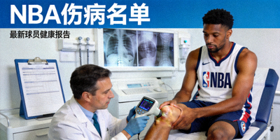 NBA伤病名单专栏文章封面图，展示医疗检查场景